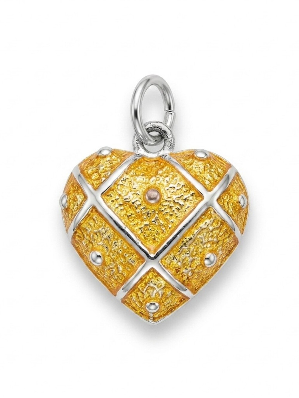 Gold and Silver Puffed Heart Pendant